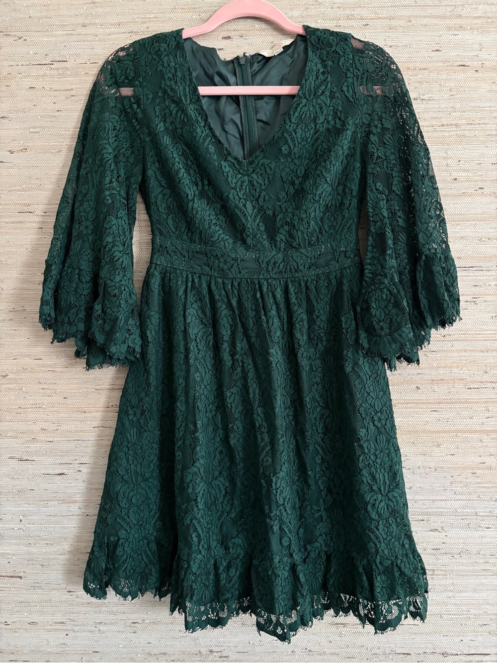 Modcloth Dark Green Lace V-Neck Dress